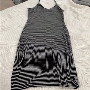 Black and white striped halter midi dress